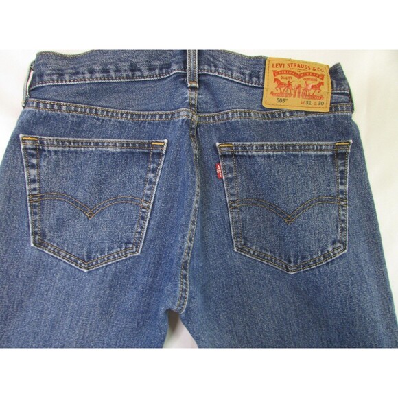 Levis 505 Jeans Mens 31x30 Blue Denim Straight Leg Zip Fly Classic Fit 5-Pocket - Picture 5 of 10